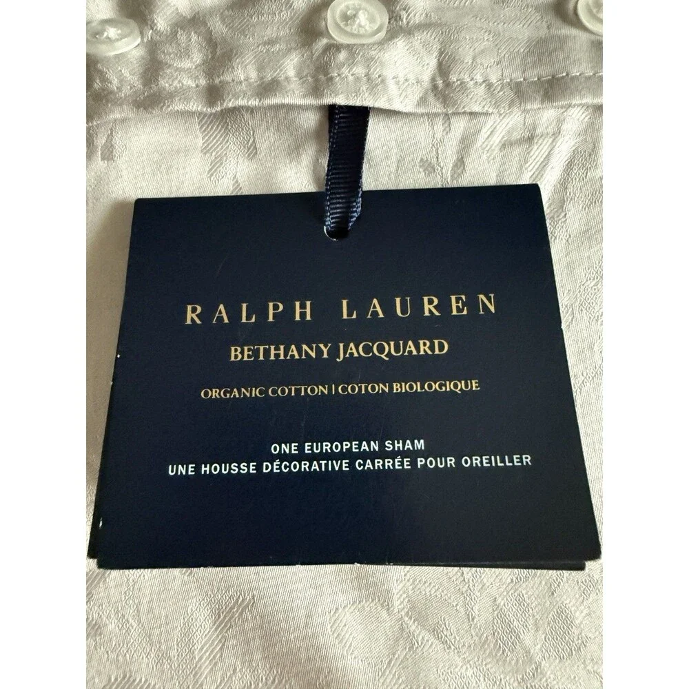 Ralph Lauren Luxury Bethany Organic Cotton Euro Pillow Sham Silver 26x26